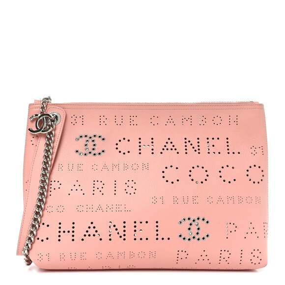 Chanel Calfskin Eyelets Clutch Pink #222239C15B